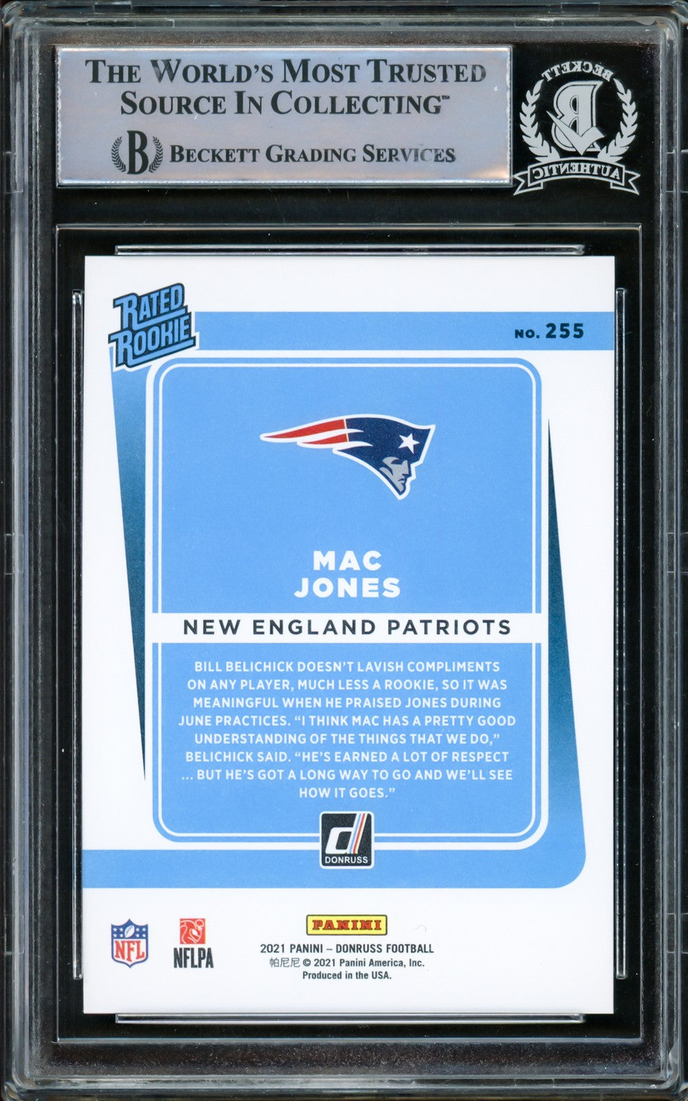 Mac Jones Signed 2021 Donruss Gold Press Proof RC 255 Patriots Beckett