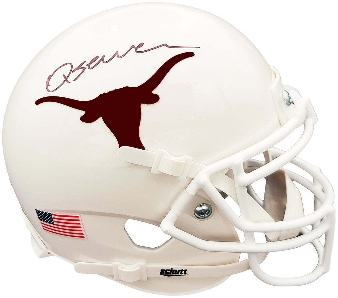 Quinn Ewers Autographed Signed Texas Longhorns White Schutt Mini Helmet Beckett