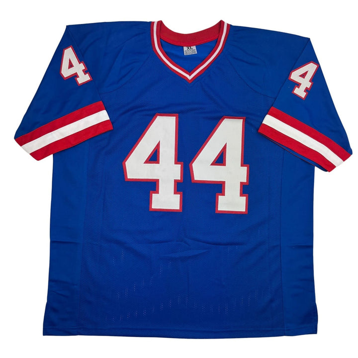Autographed/Signed Cam Skattebo New York Blue Retro Jersey Beckett BAS COA