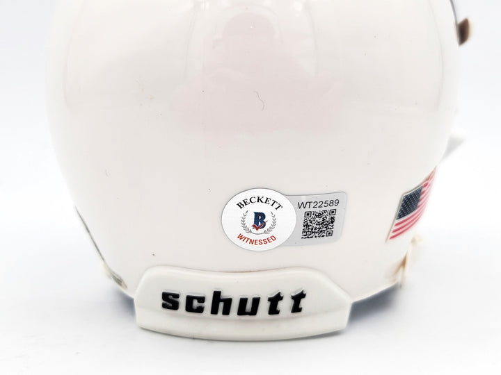 Quinn Ewers Autographed Signed Texas Longhorns White Schutt Mini Helmet Beckett