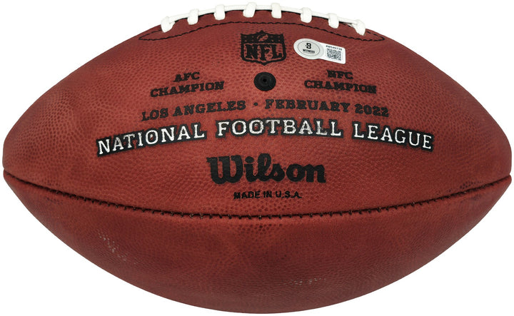 Aaron Donald Auto Rams Official Super Bowl LVI Logo Leather Football Beckett