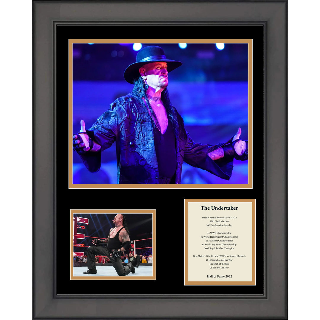 Framed The Undertaker Hall of Fame 11"x14" Wrestling Three Photo Collage
