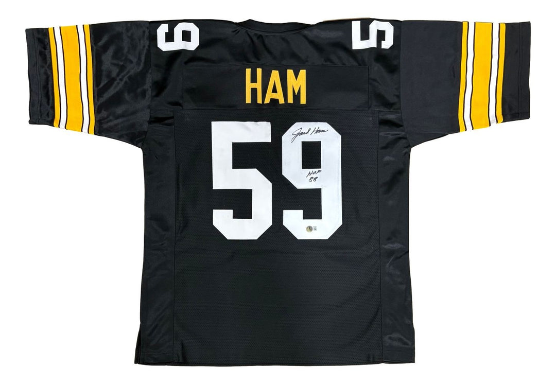 Jack Ham Pittsburgh Signed Black Football Jersey HOF 88 BAS