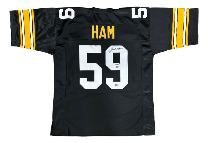 Jack Ham Pittsburgh Signed Black Football Jersey HOF 88 BAS