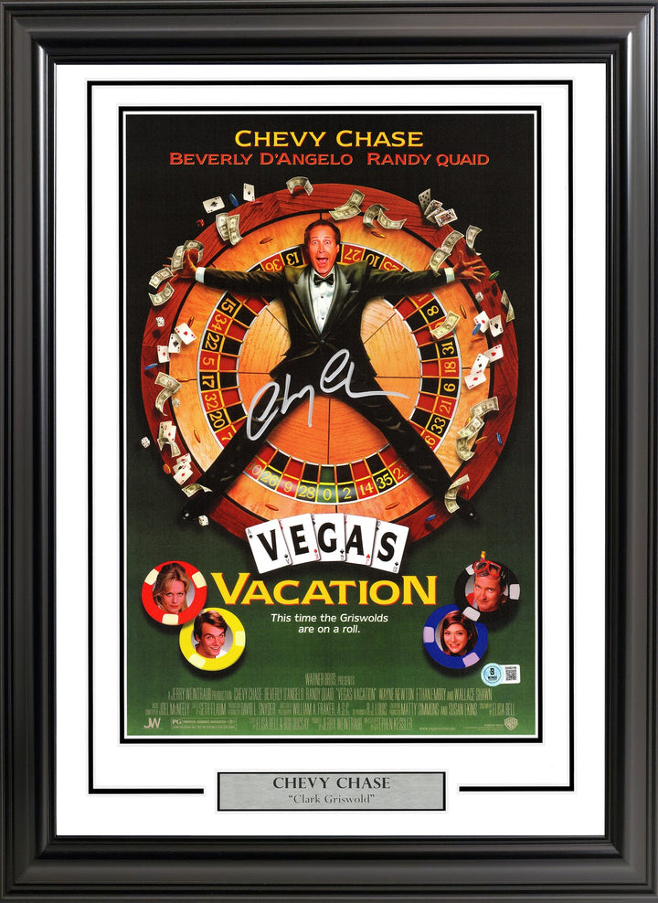 Chevy Chase Signed Framed 11x17 Vegas Vacation Movie Poster Beckett BAS Witness