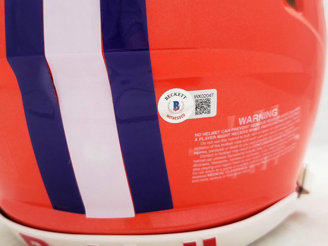 Travis Etienne Auto Clemson Tigers Orange Full Sz Auth Helmet 2018 Nat Champ BAS