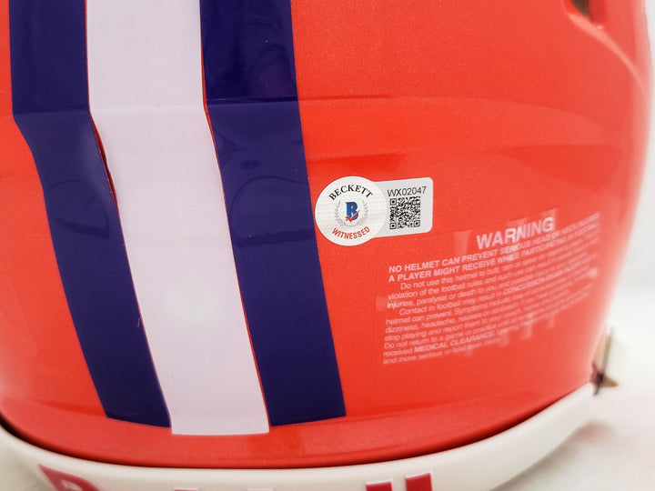Travis Etienne Auto Clemson Tigers Orange Full Sz Auth Helmet 2018 Nat Champ BAS