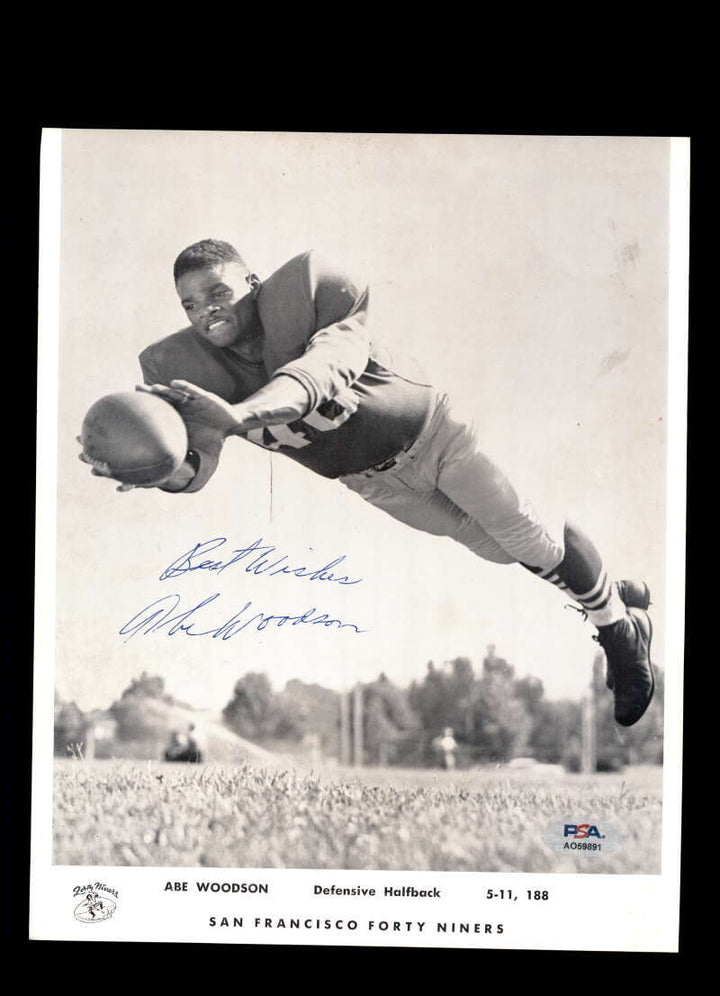 Abe Woodson PSA DNA Signed 8x10 Photo 49ers Autograph
