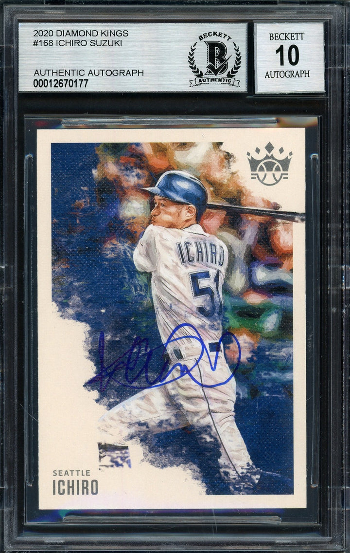 Ichiro Suzuki Auto 2020 Panini Donruss Diamond Kings Card 168 Sig 10 BAS