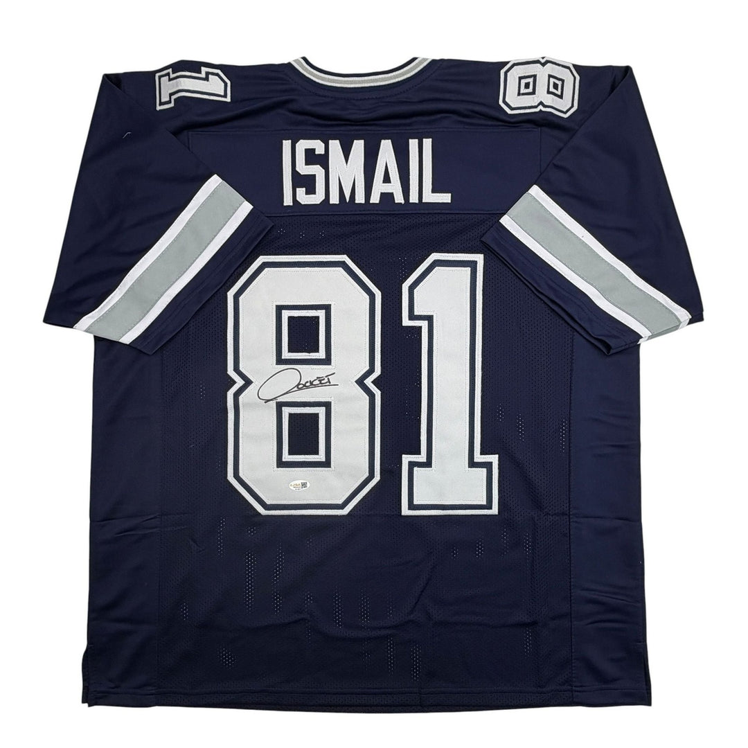 Autographed/Signed Raghib Rocket Ismail Dallas Navy Blue Jersey JSA COA