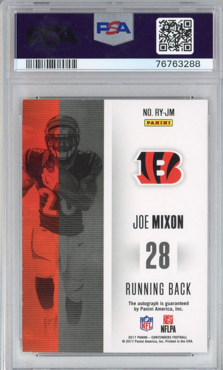 Graded 2017 Panini Contenders Joe Mixon #RY-JM ROY Rookie Card PSA 8 Auto 10