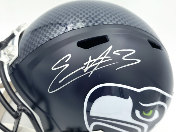 Nick Emmanwori Auto Seahawks Blue Full Size Replica Helmet - Sig Twice & Smudged
