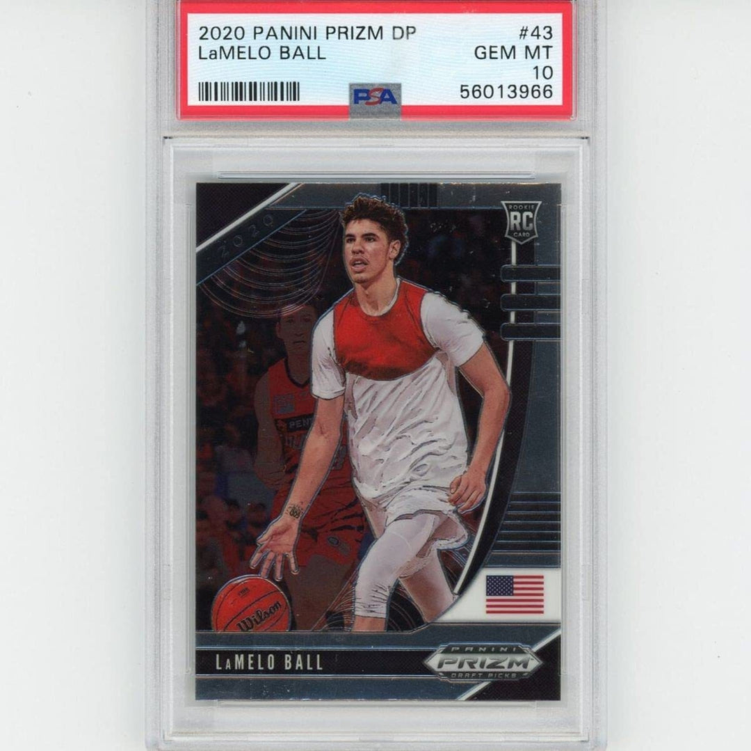 Graded 2020-21 Panini Prizm LAMELO BALL #43 Rookie RC Basketball Card PSA 10