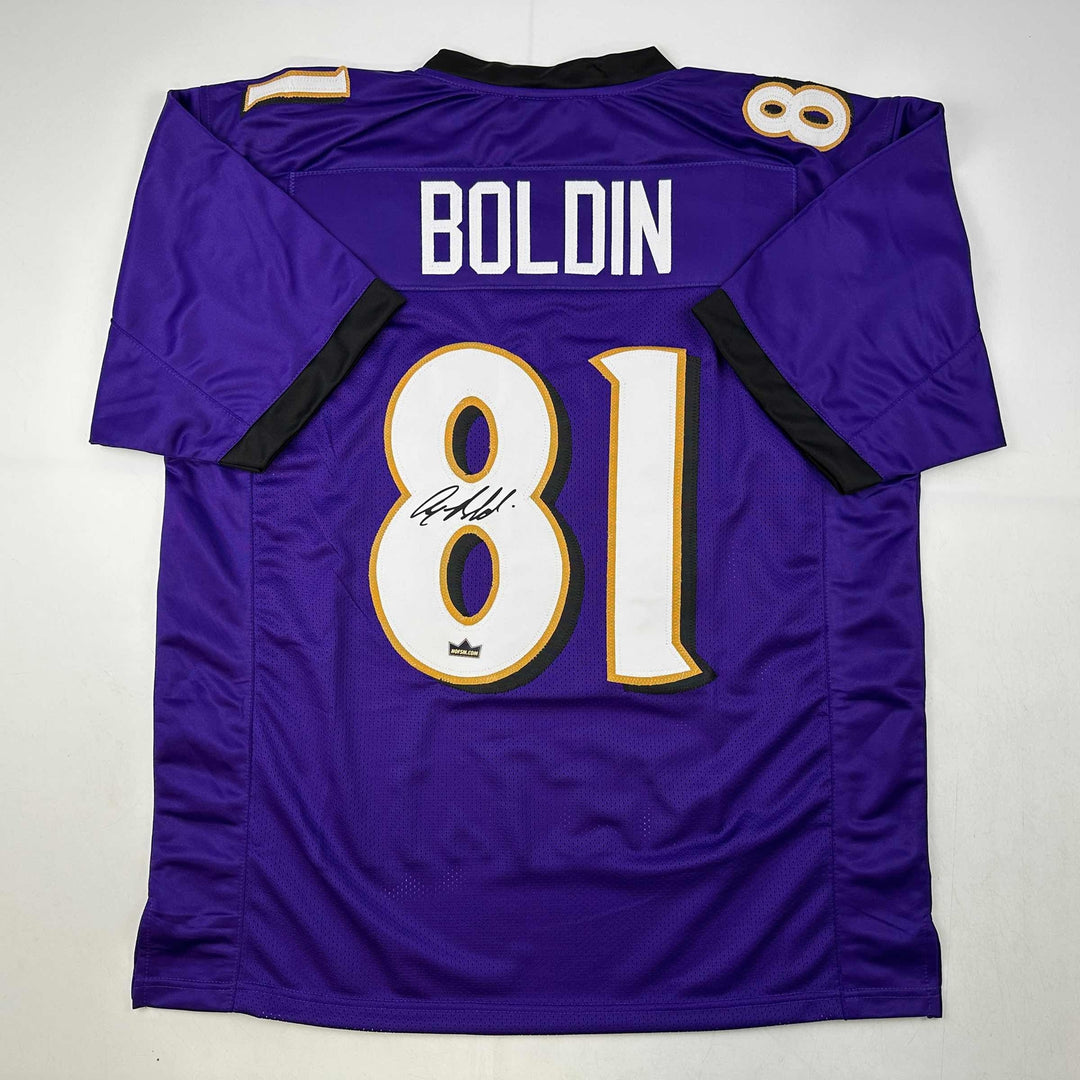 Facsimile Autographed Anquan Boldin Baltimore Purple Reprint Jersey Size Mens XL