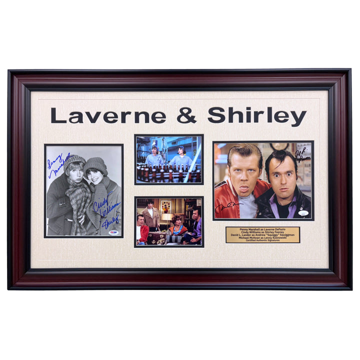 Laverne & Shirley Cast Signed JSA Framed Photo Cut Signed PSA Marshall Williams
