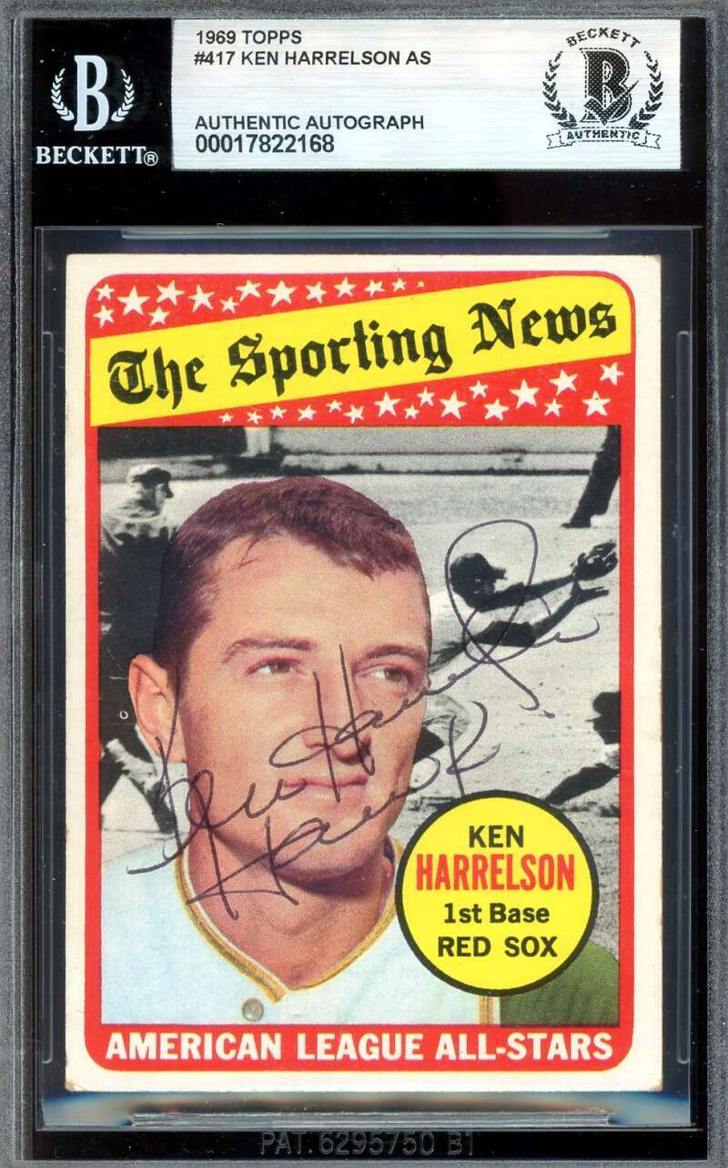 Ken Hawk Harrelson Beckett BAS Vintage Signed 1969 Topps All Star Autograph