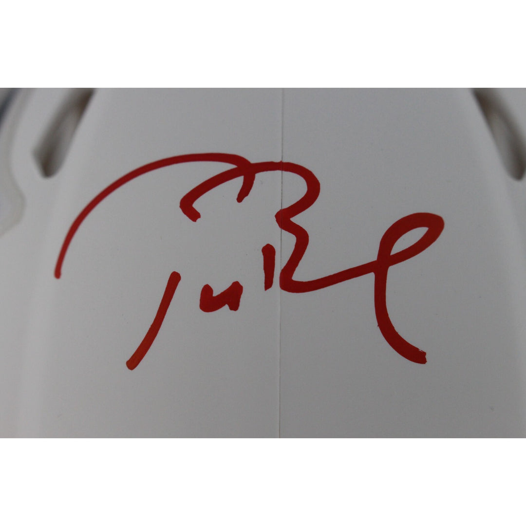 Tom Brady Autographed New England Patriots Flat White Mini Helmet Fanatics 48962