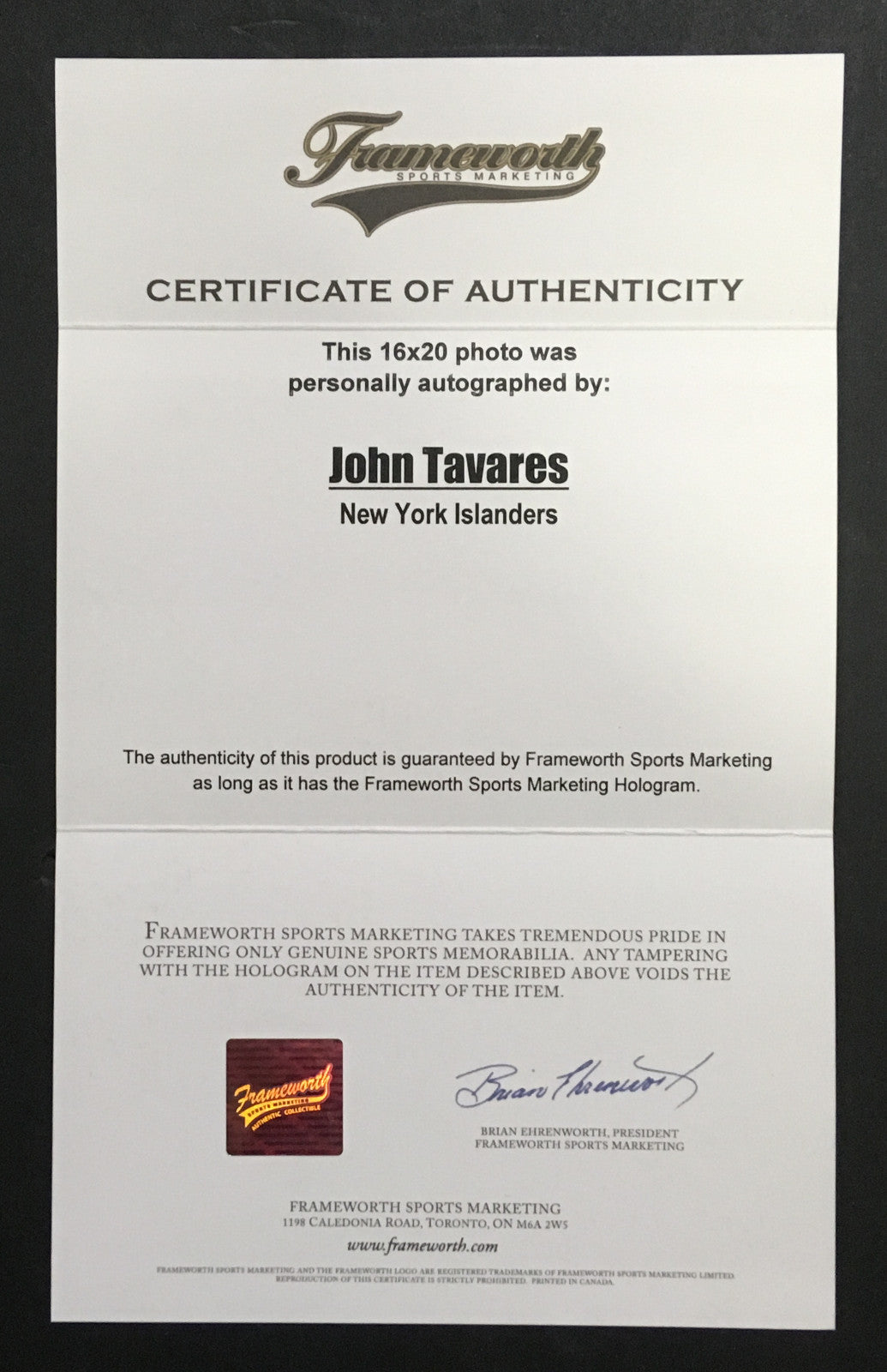 John Tavares Signed 16x20 playoffs goal photo framed NY Islanders Frameworth