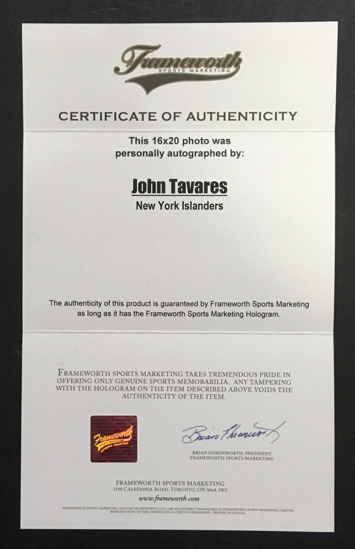 John Tavares Signed 16x20 playoffs goal photo framed NY Islanders Frameworth