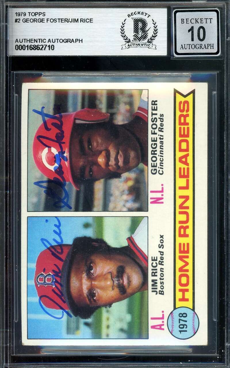 Jim Rice George Foster Gem Mint 10 Beckett BAS Signed 1979 Topps Autograph
