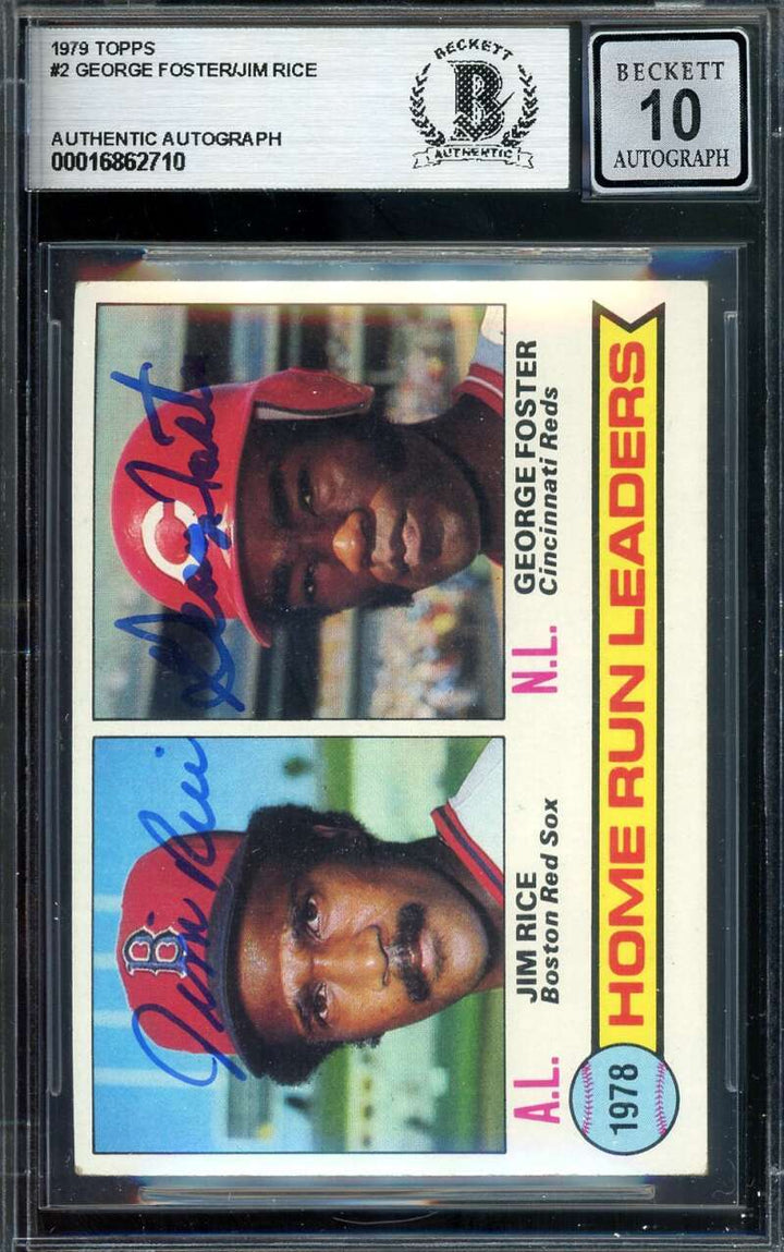 Jim Rice George Foster Gem Mint 10 Beckett BAS Signed 1979 Topps Autograph