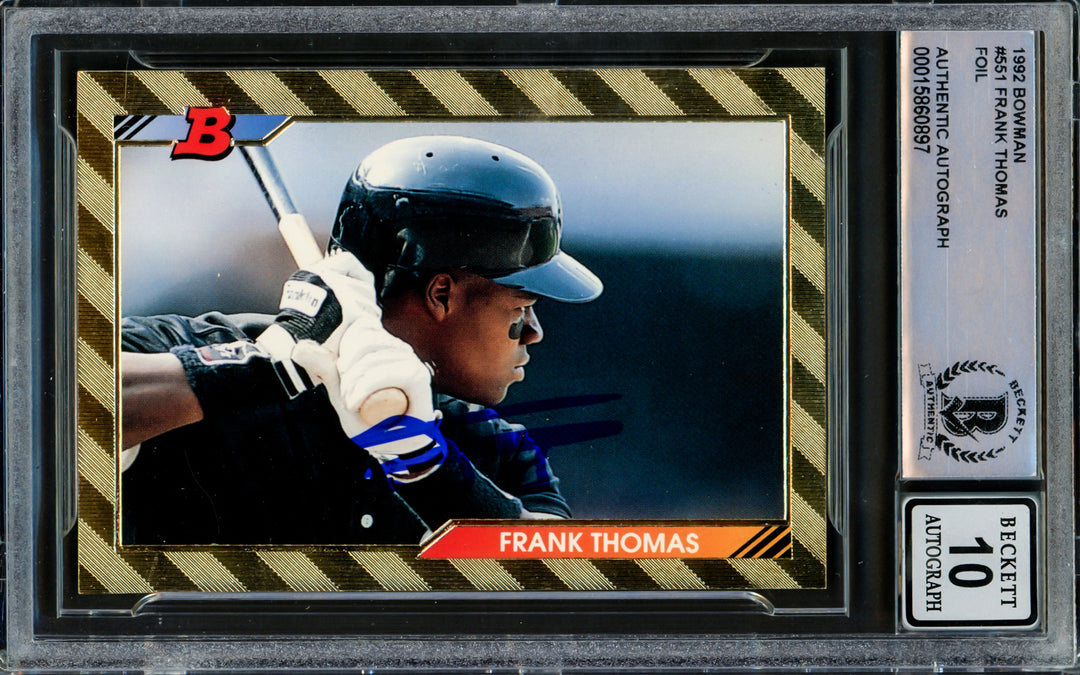 Frank Thomas Autographed 1992 Bowman Gold Foil Card Gem 10 Auto Beckett 15860897
