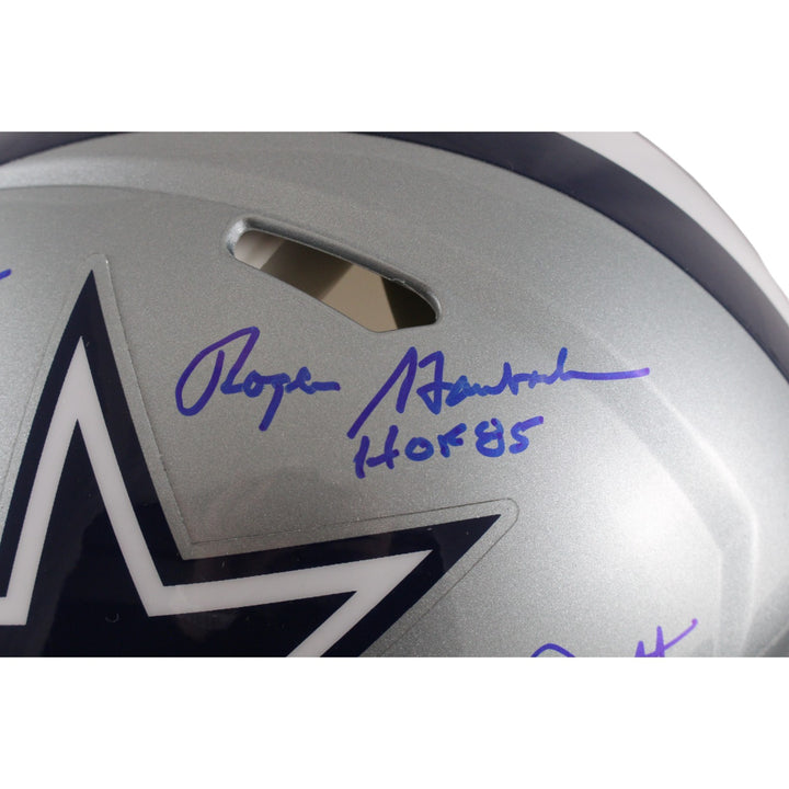 Staubach Dorsett Pearson Signed Dallas Cowboys Authentic Helmet Beckett 54611