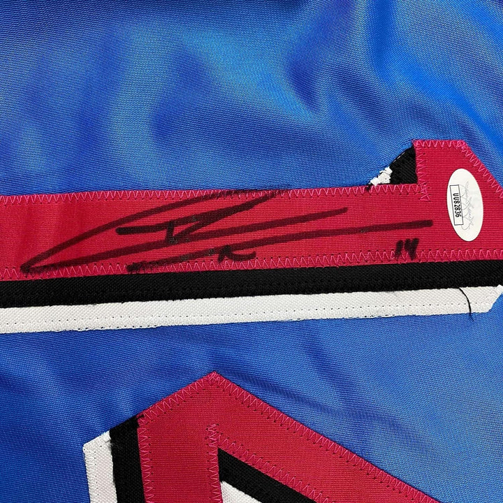 Framed Signed Tyler Herro 35x39 Miami Blue Vice City Jersey JSA COA