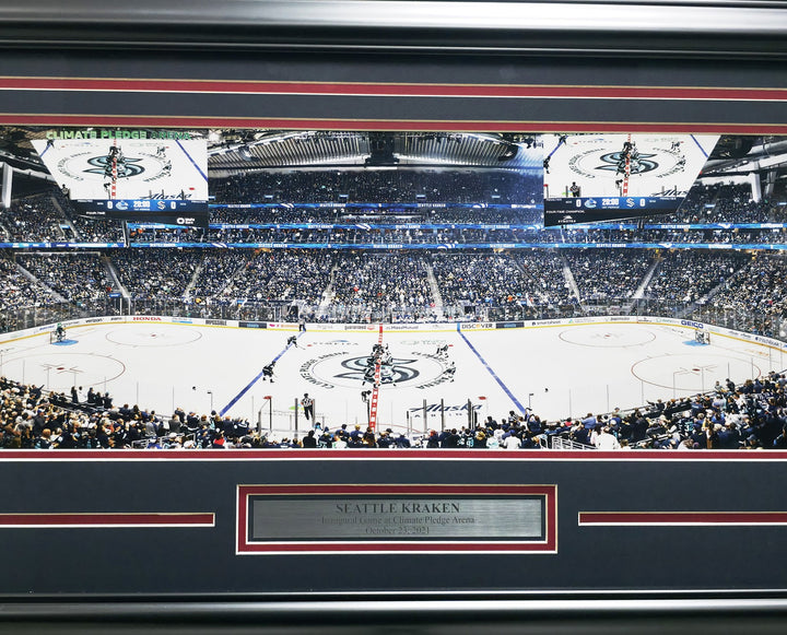 Unsigned Framed 12x36 Panoramic Photo Kraken 'Inaugural Game at Climate Pledge'