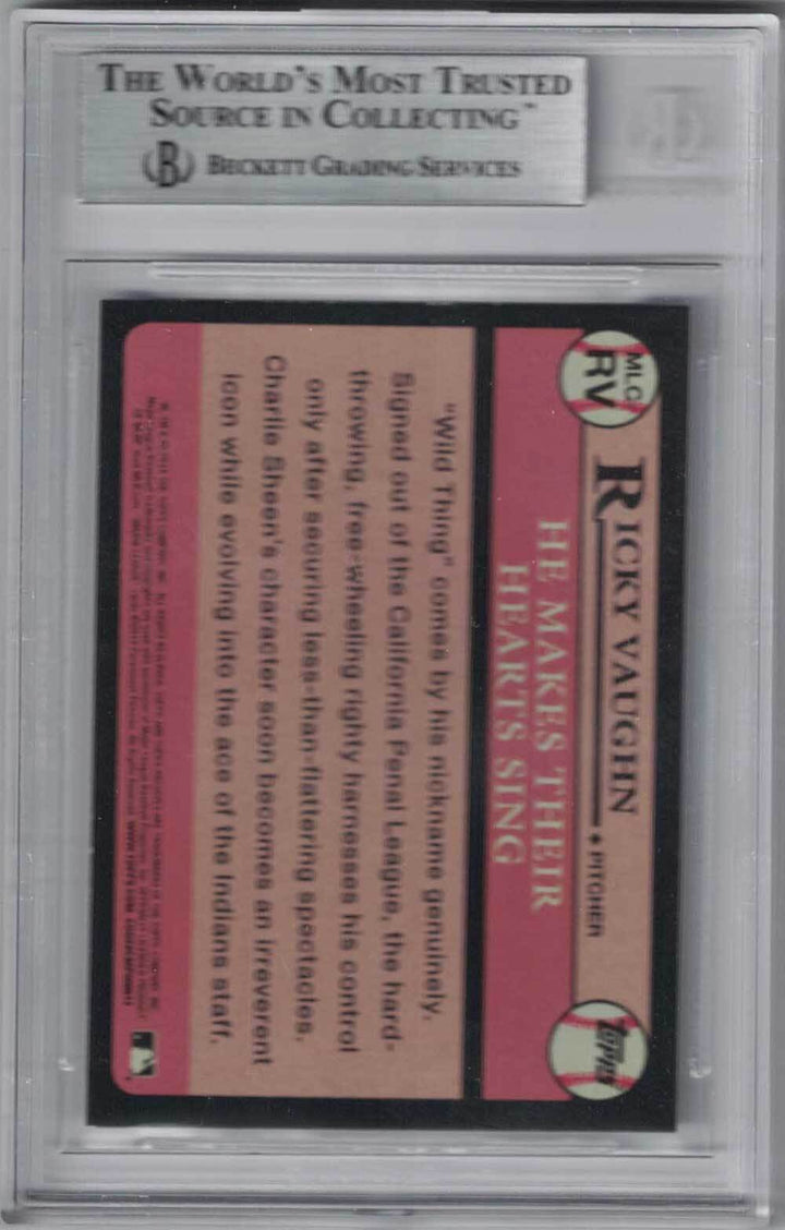 Charlie Sheen Signed Major League 2014 Topps Archives Vaughn BAS Slab 26032