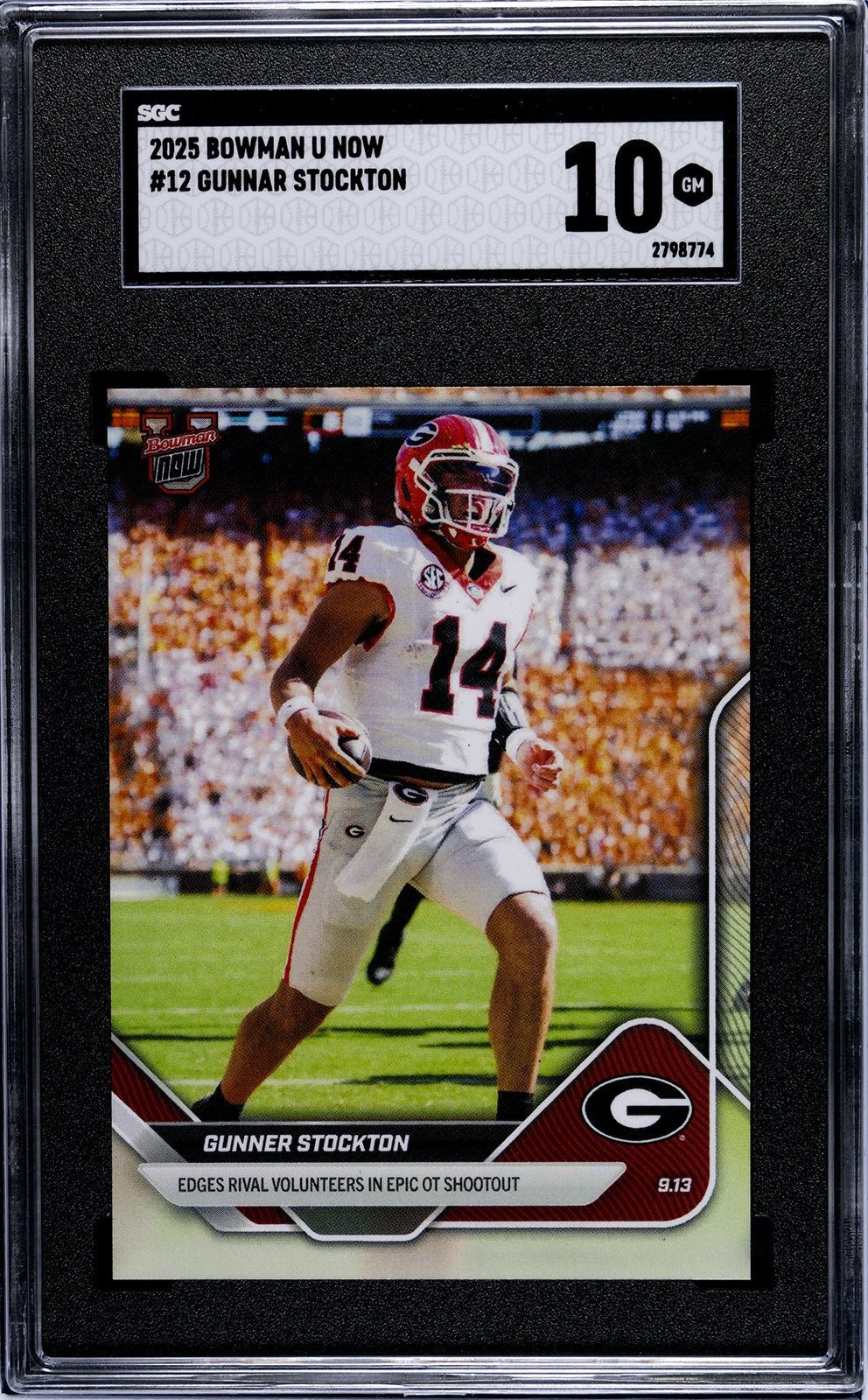 Graded 2025 Topps Bowman U Now Gunner Stockton #12 Rookie Card SGC 10 Mint