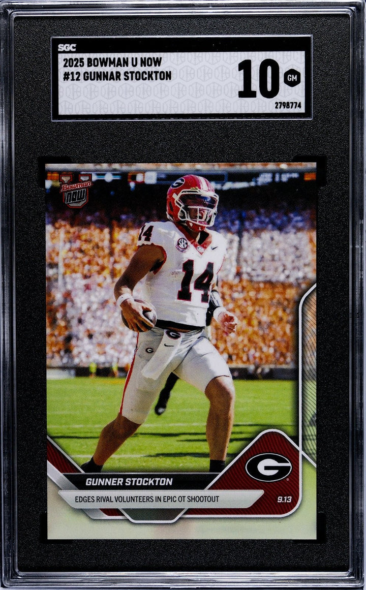 Graded 2025 Topps Bowman U Now Gunner Stockton #12 Rookie Card SGC 10 Mint