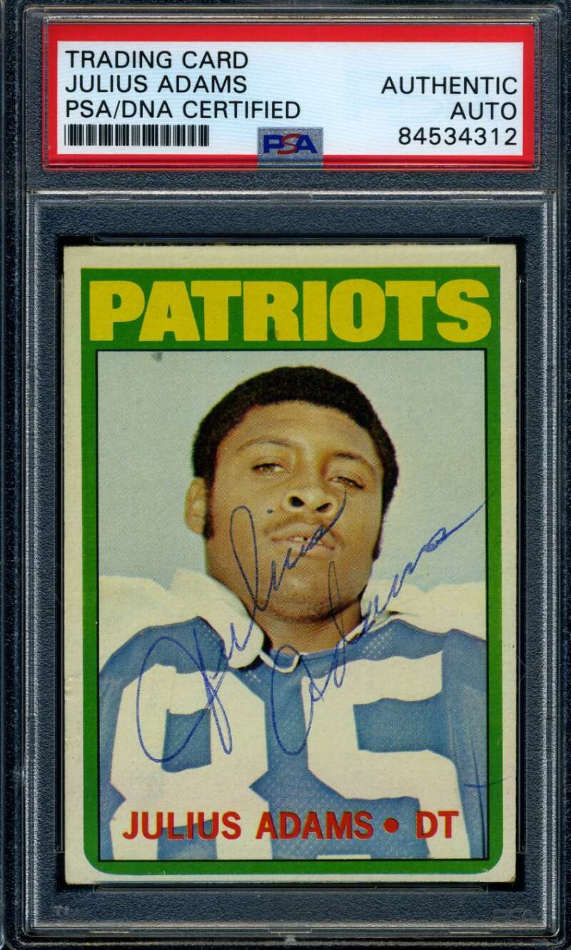 Julius Adams PSA DNA Coa Signed 1972 Topps Rookie Autograph