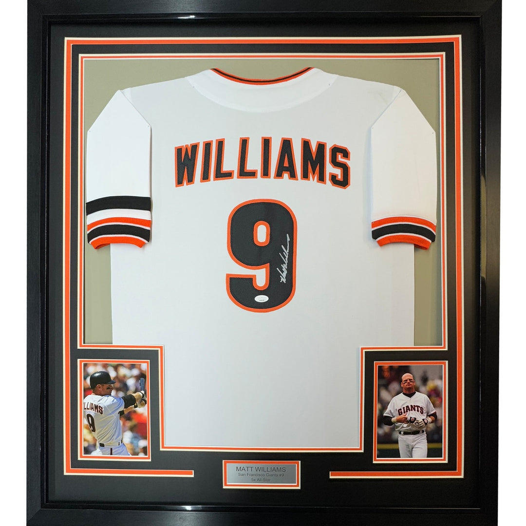 Framed Signed Matt Williams 35x39 San Francisco White Jersey JSA COA