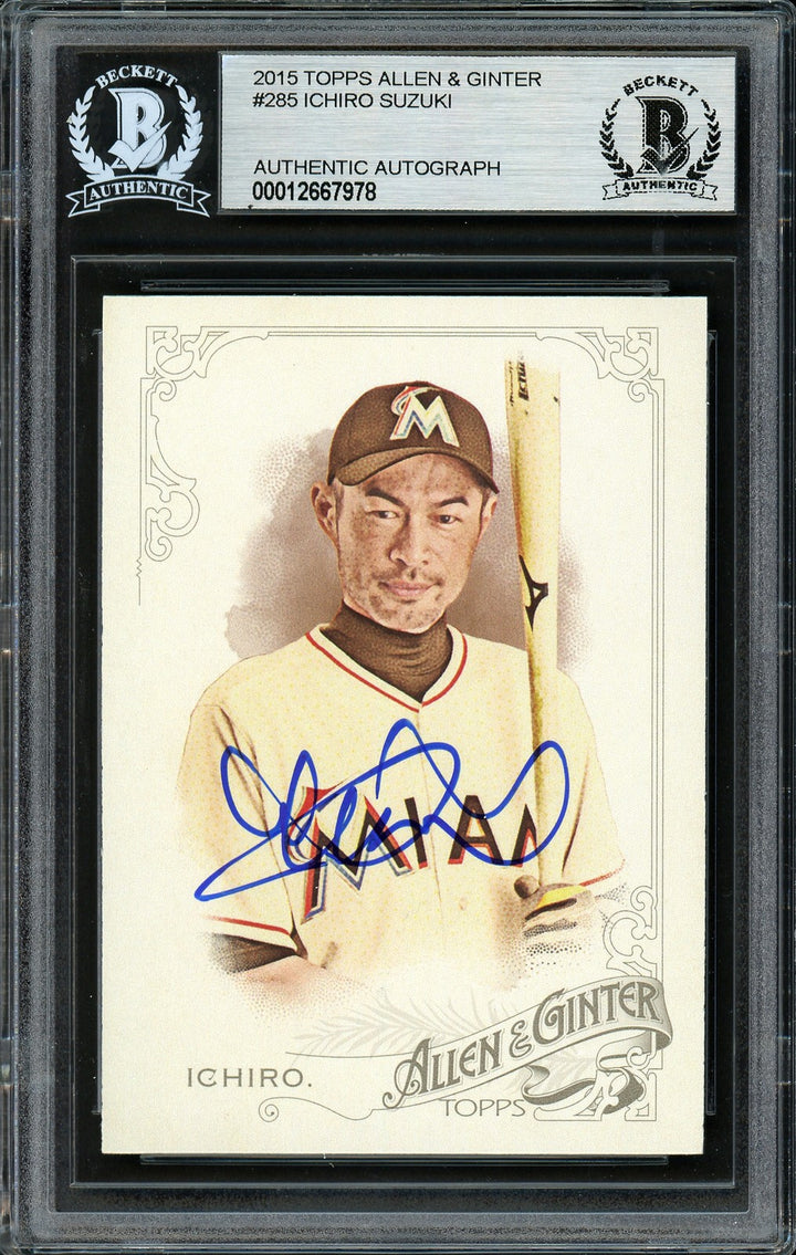 Ichiro Suzuki Auto 2015 Topps Allen & Ginter Card 285 Marlins Beckett #12667978