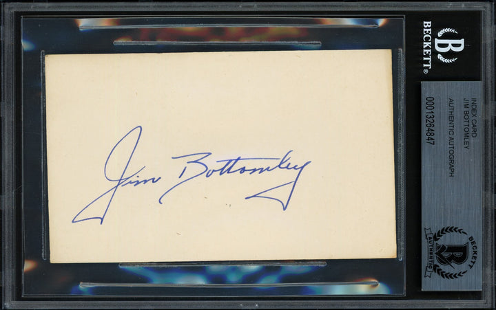 Jim Bottomley Signed 3x5 Index Card Cardinals Auto Mint 9 Beckett #13264847