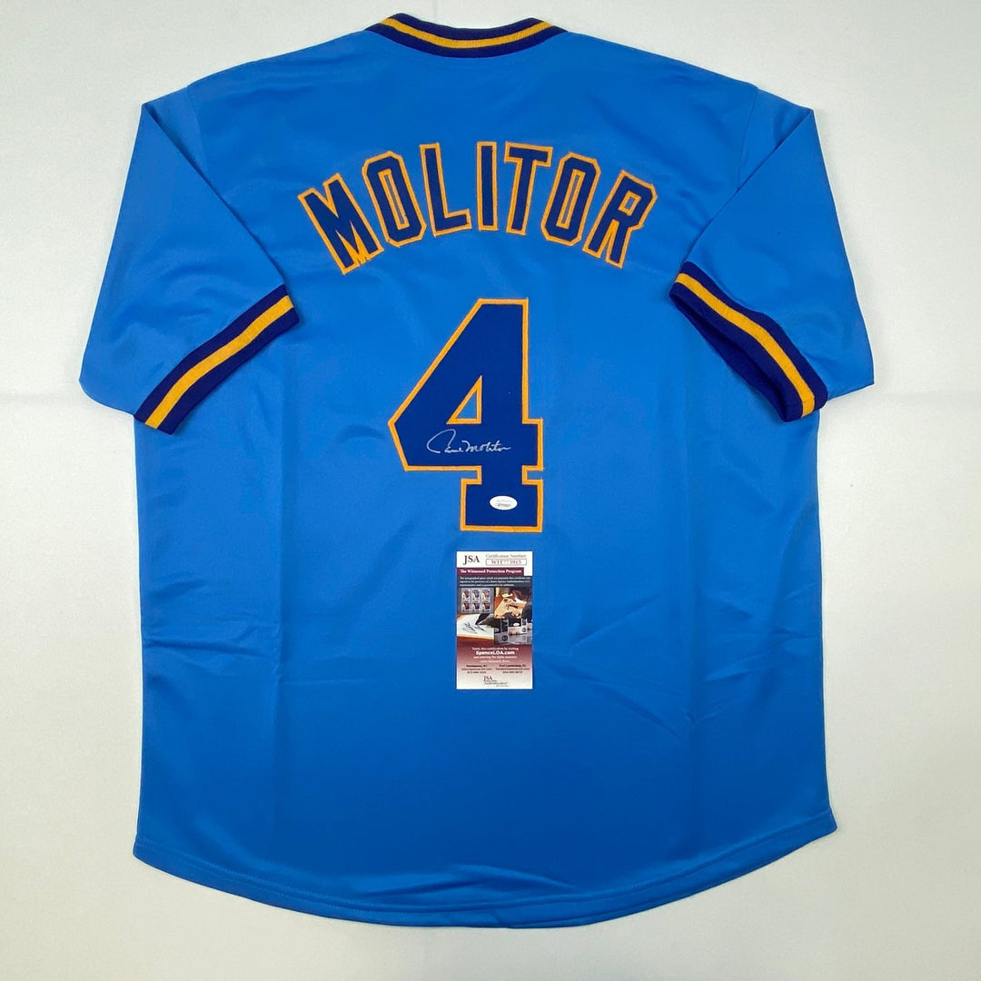 Autographed/Signed Paul Molitor Milwaukee Blue Baseball Jersey JSA COA Auto