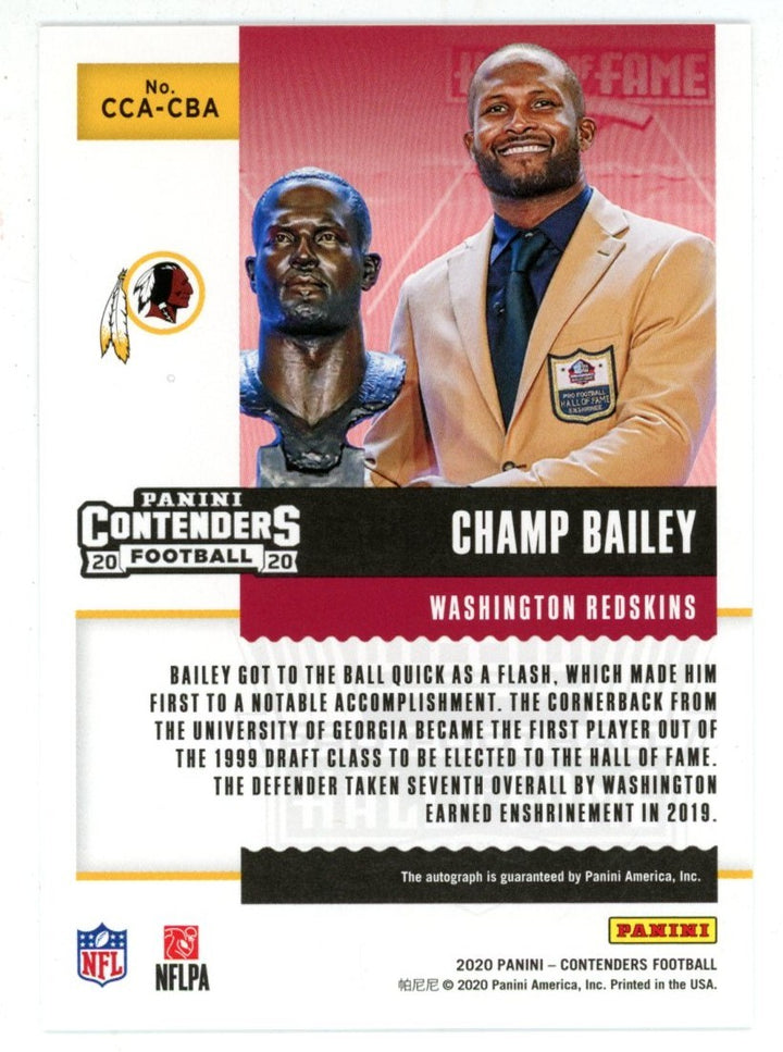 Champ Bailey Autographed Denver Broncos 20 Contenders Canton Trading Card  56170