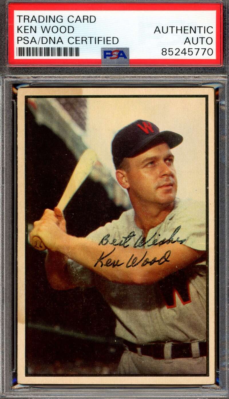 Ken Wood PSA DNA Signed 1953 Bowman Color Autograph