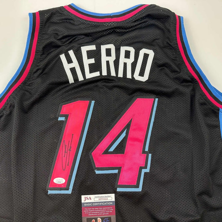 Autographed/Signed Tyler Herro Miami Black Vice City Jersey JSA COA