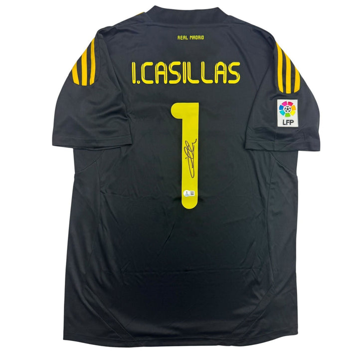 Autographed/Signed Iker Casillas Real Madrid Black Soccer Jersey BAS COA