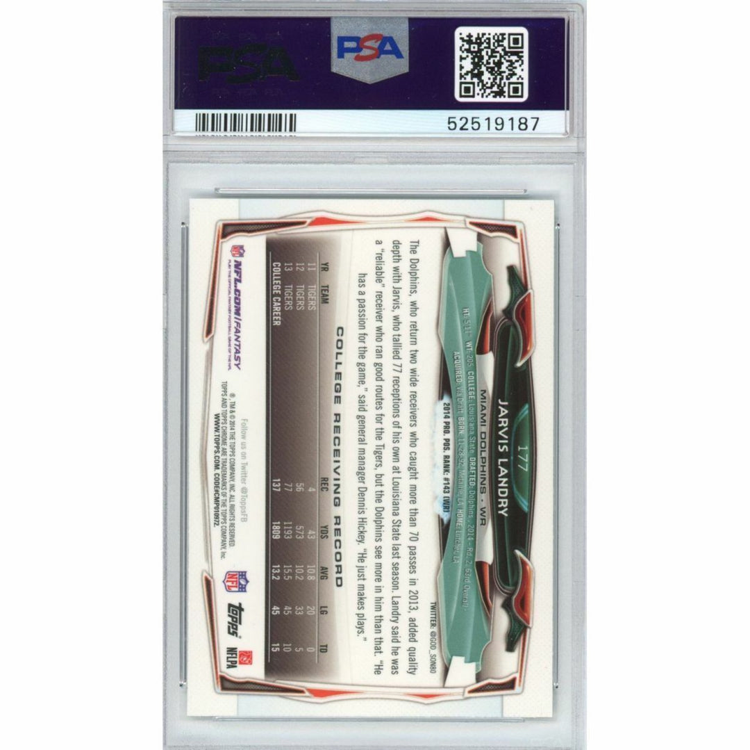 Graded 2014 Topps Chrome JARVIS LANDRY #177 Running Rookie RC Card PSA 10 Mint