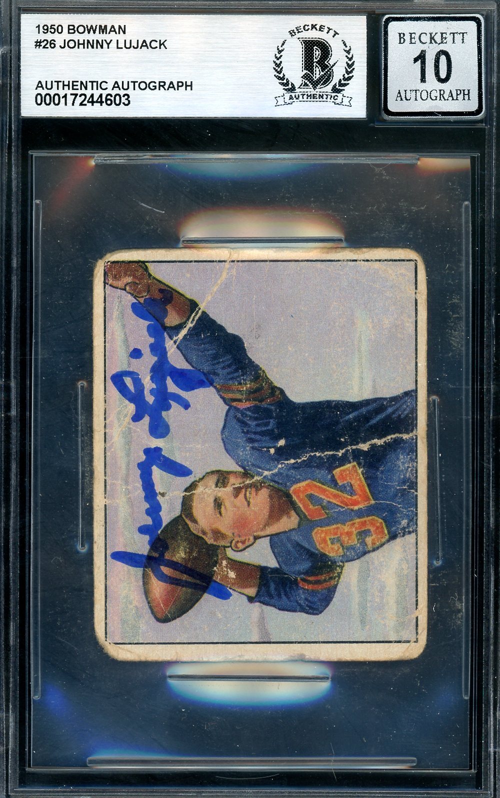 Johnny Lujack Gem Mint 10 Beckett BAS Signed 1950 Bowman Autograph