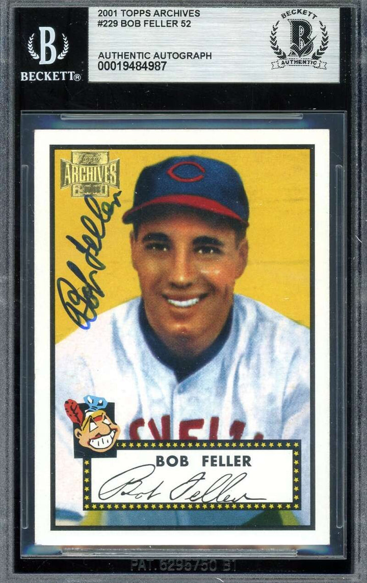 Bob Feller Beckett BAS Signed 2001 Topps Archives 1952 Autograph