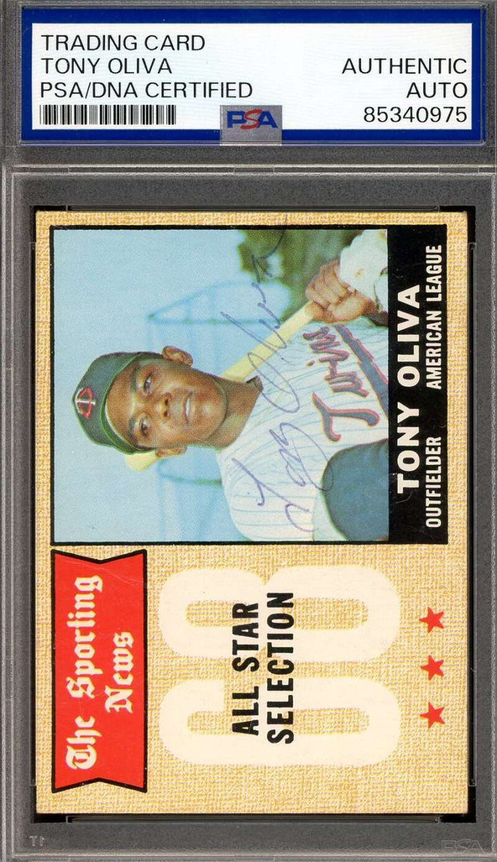 Tony Oliva PSA DNA Vintage Signed 1968 Topps All Star Autograph