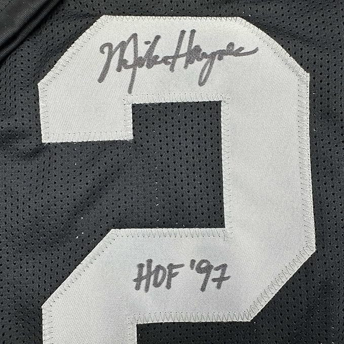Framed Autographed/Signed Michael Haynes 35x39 HOF Oakland Black Jersey COA