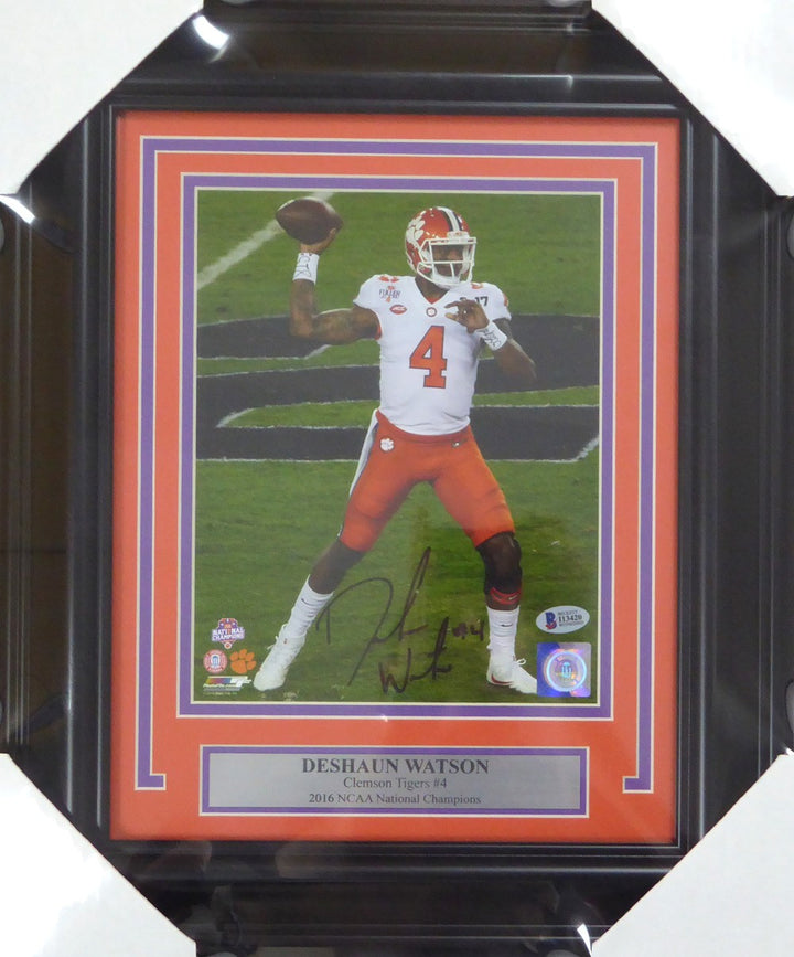Deshaun Watson Signed Framed 8x10 Photo Clemson Tigers Beckett BAS