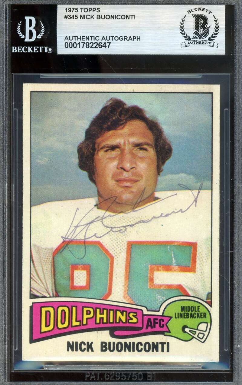 Nick Buoniconti Beckett BAS Signed 1975 Topps Autograph
