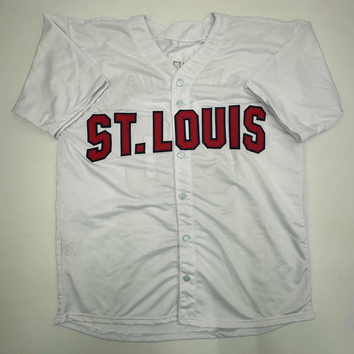 Facsimile Autographed Adam Wainwright St. Louis White Reprint Jersey Men's XL