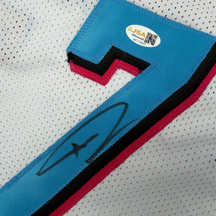 Autographed/Signed Giannis Antetokounmpo #7 Heat White Vice Jersey JSA COA